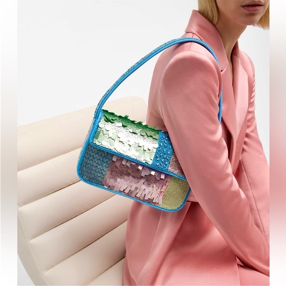 Tommy Beaded Patchwork Shoulder Bag Staud NWT - Picture 11 of 17